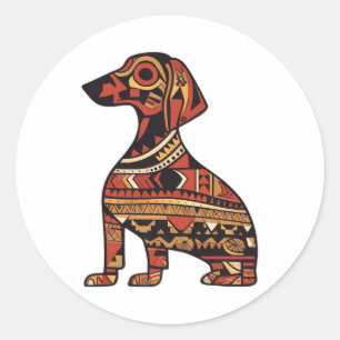 Adesivo Redondo Padrão Nativo Dachshund