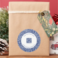 Padrão paisley real de vinheta azul e branca