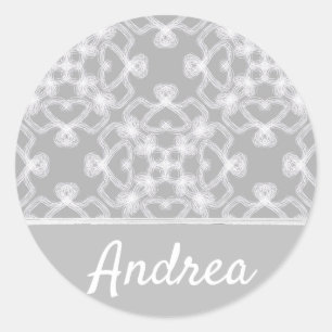 Adesivo Redondo Padrão personalizado branco e cinza