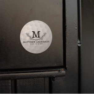 Adesivo Redondo Padrão Personalizado da Bola de Golfe Nome Monogr