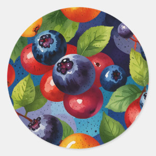 Adesivo Redondo Padrão pop Art Watercolor Blueberry