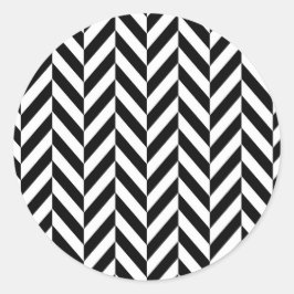 Adesivo Redondo Padrão Preto de Arenque Branco