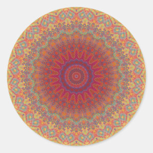 Adesivo Redondo Padrão Radial Psicodélico: