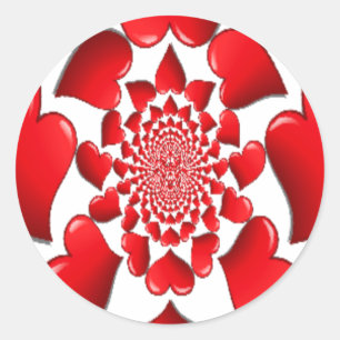 Adesivo Redondo Padrão Romântico de Corações Vermelhos: Uma Visão 