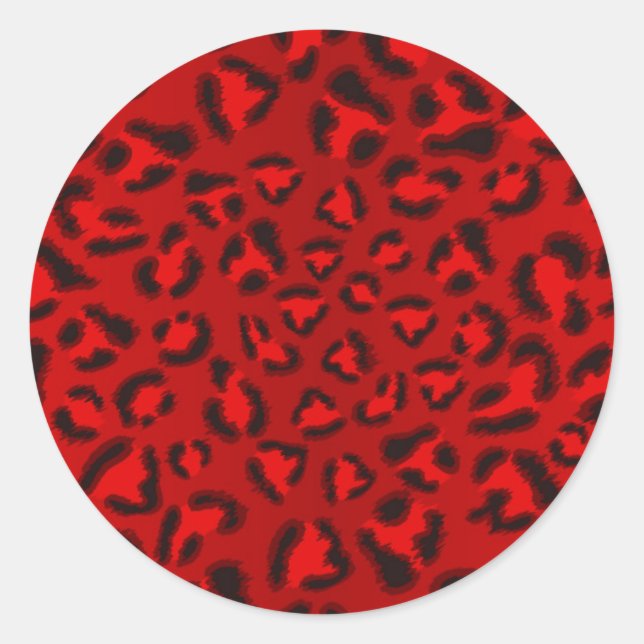 Adesivo Redondo Padrão rosa de textura do leopardo. (Frente)