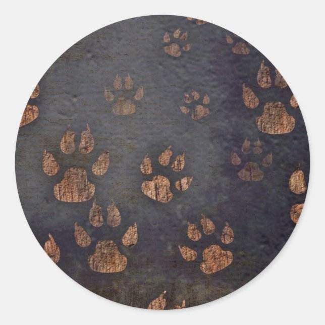 Adesivo Redondo Padrão Rustic Black Paw (Frente)