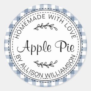 Adesivo Redondo Padrão Rustic Homemade Apple Pie Blue Check