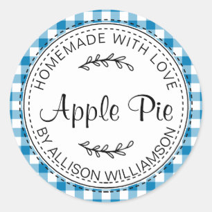 Adesivo Redondo Padrão Rustic Homemade Apple Pie Blue Check