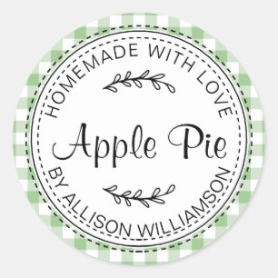 Adesivo Redondo Padrão Rustic Homemade Apple Pie Green Check