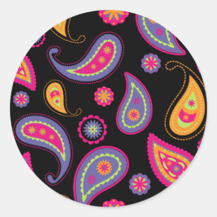 Adesivo Redondo Padrão sem falhas Colorir Paisley