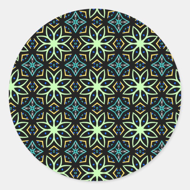 Adesivo Redondo Padrão Simétrico Floral Invisível (Frente)