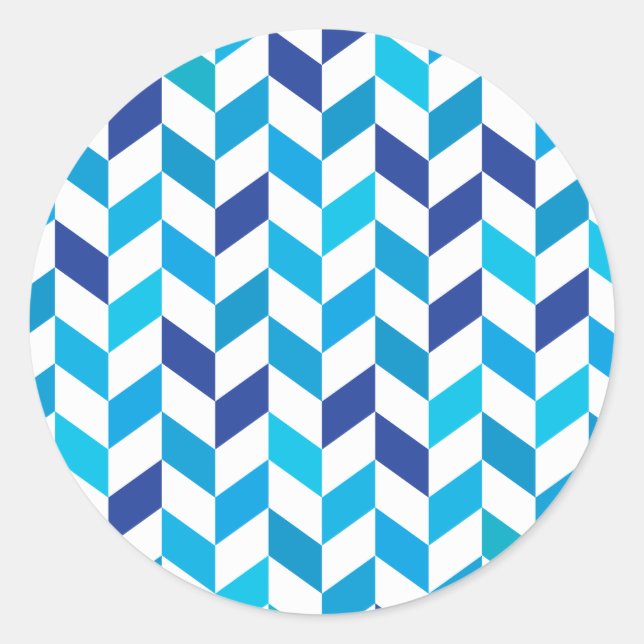 Adesivo Redondo Padrão Simples de Arenque Azul (Frente)