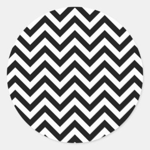 Adesivo Redondo Padrão Simples de Chevron Preto Branco