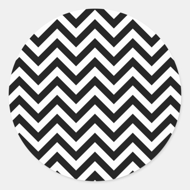 Adesivo Redondo Padrão Simples de Chevron Preto Branco (Frente)