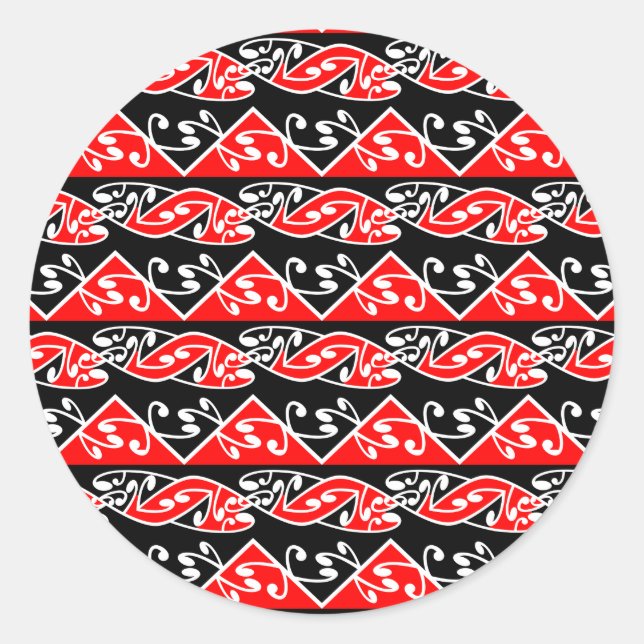 Adesivo Redondo Padrão Tradicional Maori Koru Kowhaiwhai (Frente)