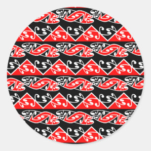 Adesivo Redondo Padrão Tradicional Maori Koru Kowhaiwhai