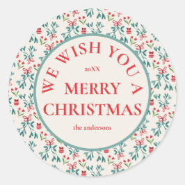 Adesivo Redondo Padrão tradicional verde e grande milenar vermelho