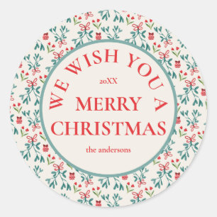 Adesivo Redondo Padrão tradicional verde e grande milenar vermelho