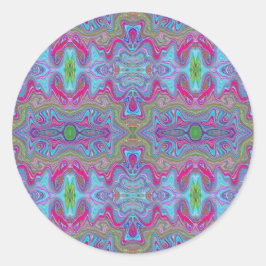 Adesivo Redondo Padrão Trippy Multicolorido Azul Céu Ondulado