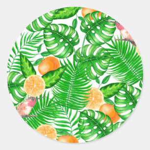Adesivo Redondo Padrão tropical, beija-flores II