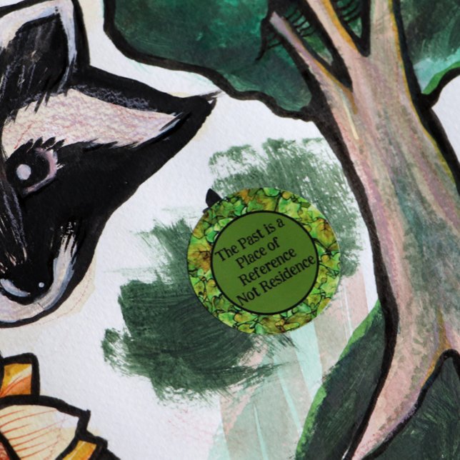 Adesivo Redondo Padrão Verde Inglês Ivy Nature Watercolor (Criador carregado)