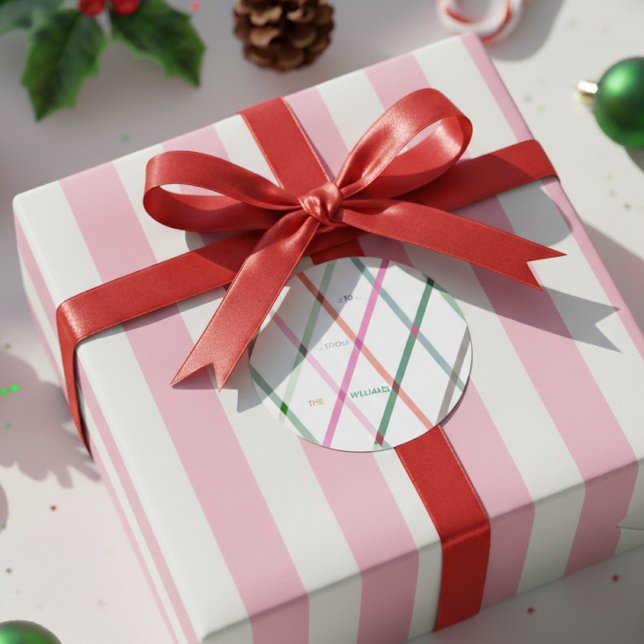 Adesivo Redondo Padrão Verificado de Pastel Personalizado para e d (Criador carregado)