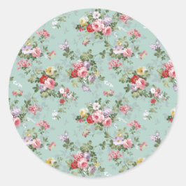 Adesivo Redondo Padrão Vintage Elegant Pink Rosa vermelha