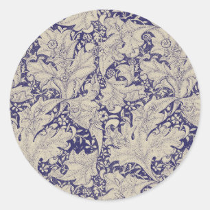 Adesivo Redondo Padrão Wallflower Azul Antigo de William Morris