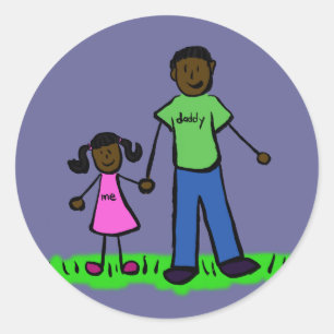 Adesivo Redondo Padre e Filha Personagens Familiares