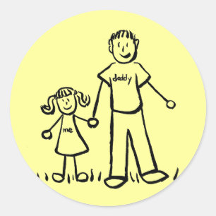 Adesivo Redondo Padre e Filha Personagens Familiares