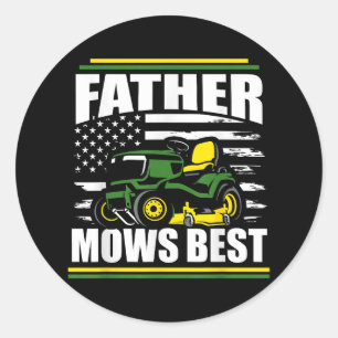 Adesivo Redondo Padre Mows Best Funny Lawn Mower American Flag Fa