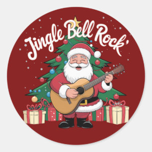 Adesivo Redondo Padre Natal Jingle Bell Rock