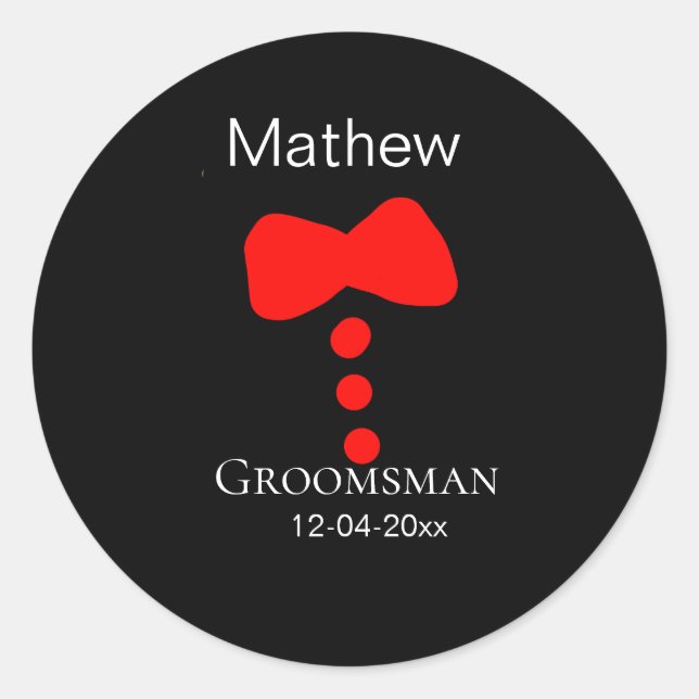 Adesivo Redondo padrinho adicionar nome ano camisa gravata borbole (Frente)