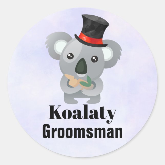 Adesivo Redondo Padrinho de casamento Cute Koala Pun Koalaty (Frente)