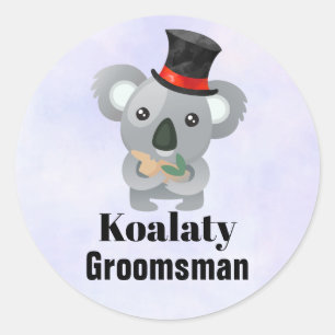 Adesivo Redondo Padrinho de casamento Cute Koala Pun Koalaty