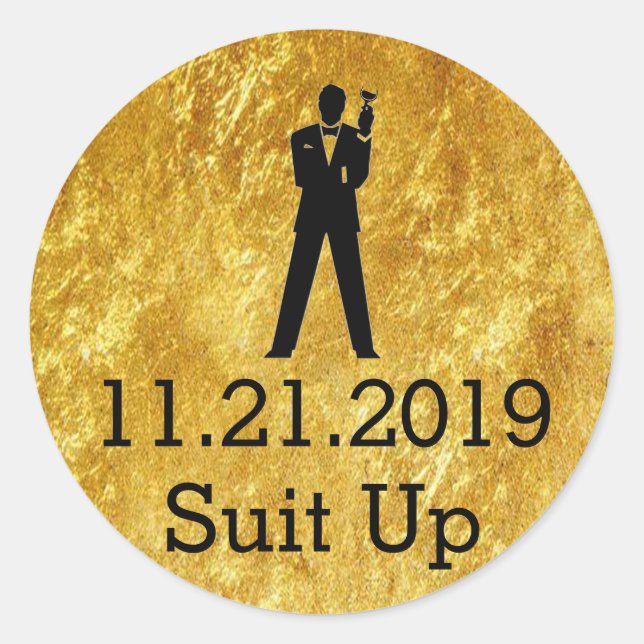 Adesivo Redondo Padrinhos de casamento Convidar Selantes Dourados (Frente)