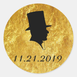 Adesivo Redondo Padrinhos de casamento Convidar Selantes Dourados