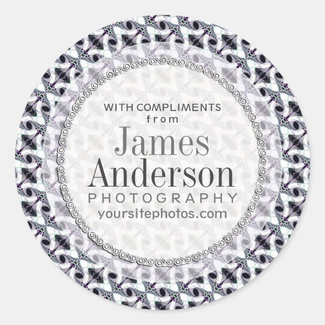 Adesivo Redondo Padrões B&W de Twist Tribal (Frente)