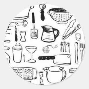 Adesivo Redondo Padrões coloridos da cozinha