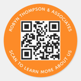 Adesivo Redondo Padrões de código QR laranja Palhetas de negócios 