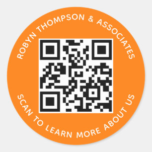 Adesivo Redondo Padrões de código QR laranja Palhetas de negócios 