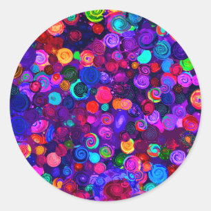Adesivo Redondo Padrões de cosmos espiral coloridos fofos