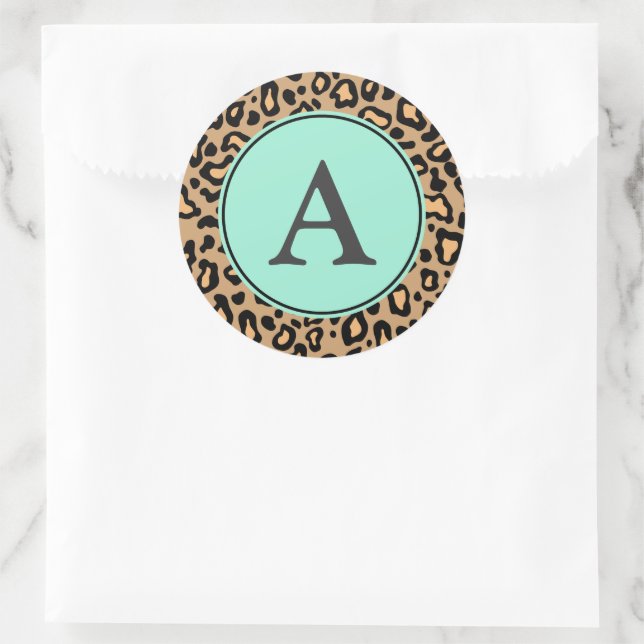 Adesivo Redondo Padrões de Leopardo Monogramas (Bolsa)