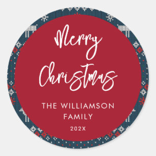 Adesivo Redondo Padrões de Natal para a família nórdica festiva