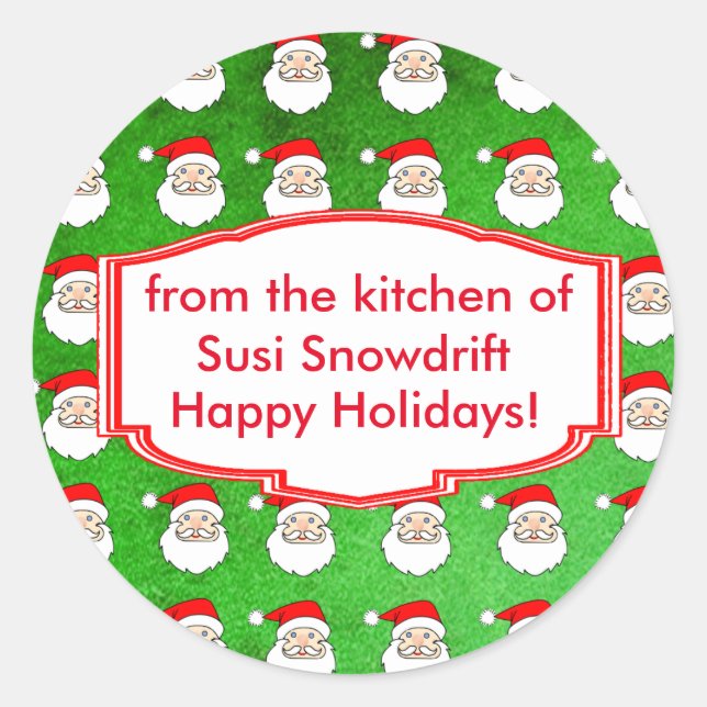 Adesivo Redondo Padrões de Natal Personalizáveis (Frente)