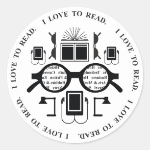 Adesivo Redondo Padrões de Objetos de Leitura do Livro