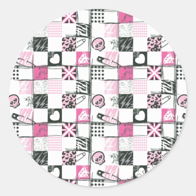 Adesivo Redondo Padrões de Pinos e Skulls Supergirl (Frente)