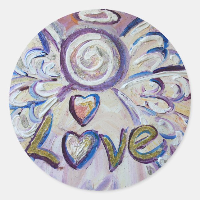 Adesivo Redondo Padrões Decretados Personalizados de Arte do Anjo  (Frente)