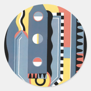 Adesivo Redondo Padrões Geométricos Jazz Art Déco Pochoir Vintage