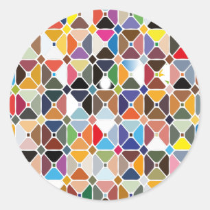 Adesivo Redondo Padrões geométricos multicolores com formas de o